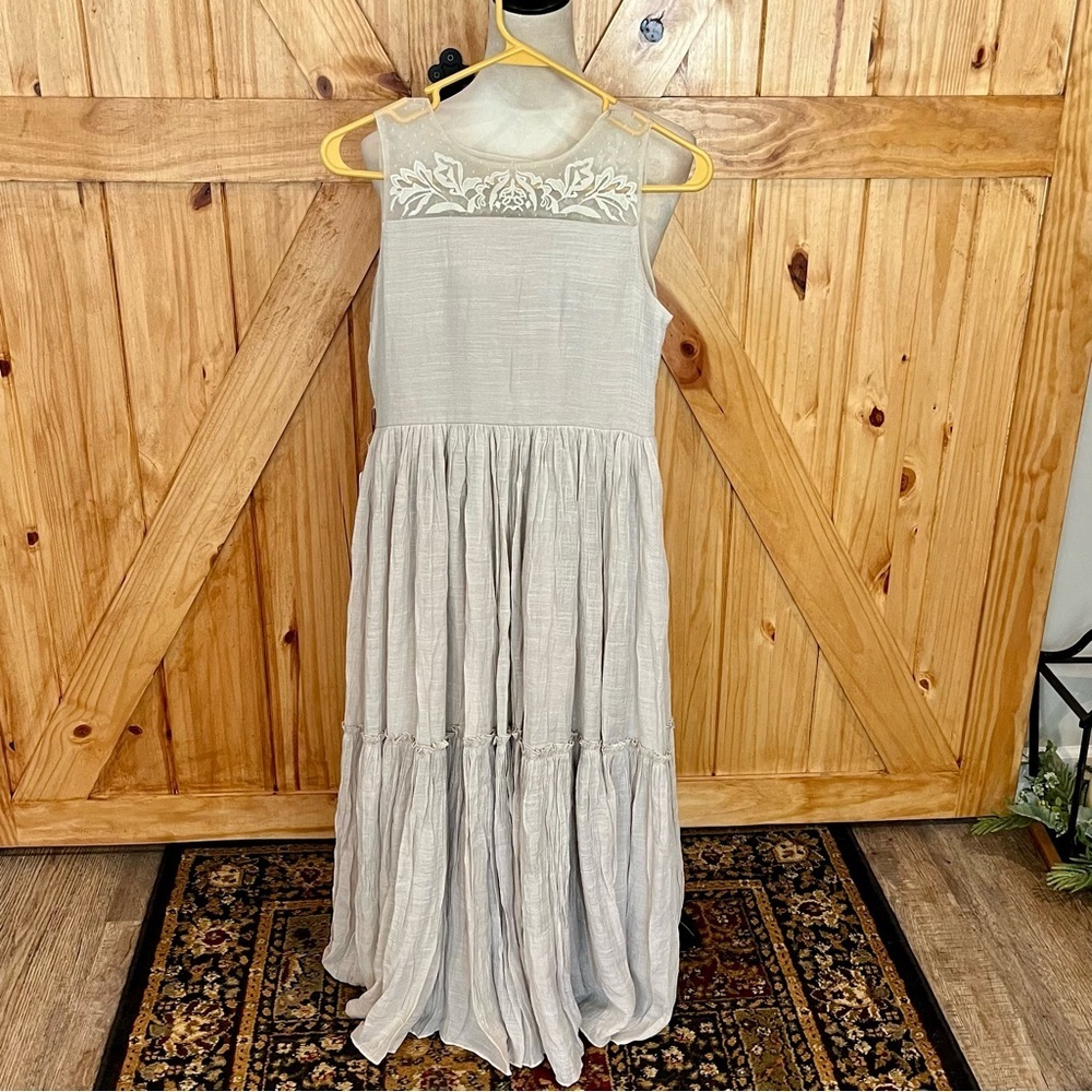 Mia Joy  Girls Beige Halter Maxi Sundress